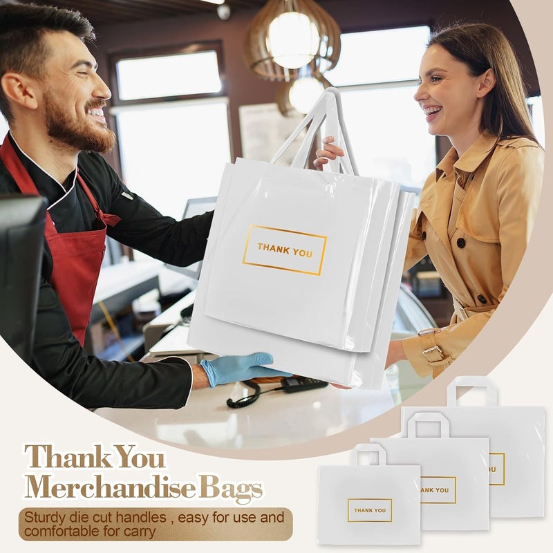 Teling 200 Pcs Thank You Plastic Bags Bulk Thank You Merchandise Bags for Wedding Business, 9 x 12'', 12 x 15'', 15 x 18''(White) - Image 4